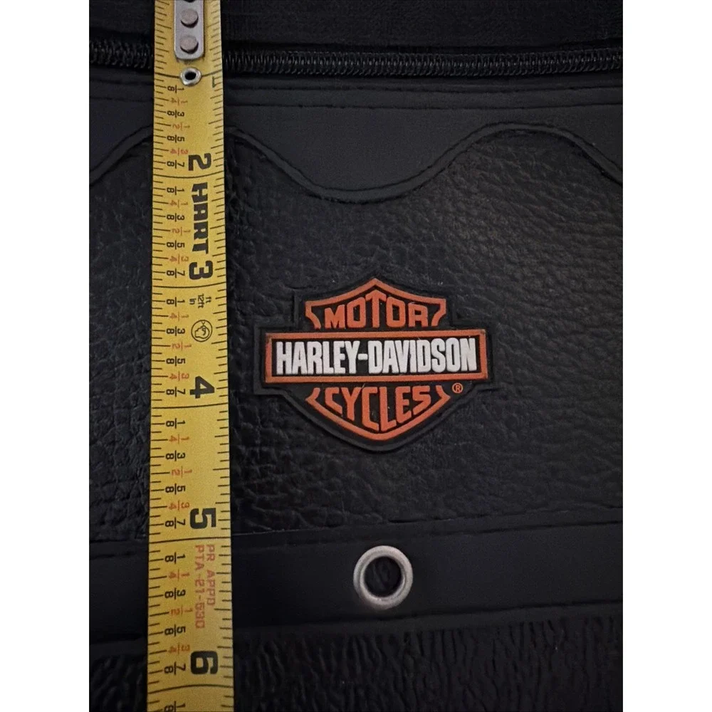 Harley-Davidson Black Leather Pouch Bag Logo Zipper Heavy Duty Clips New